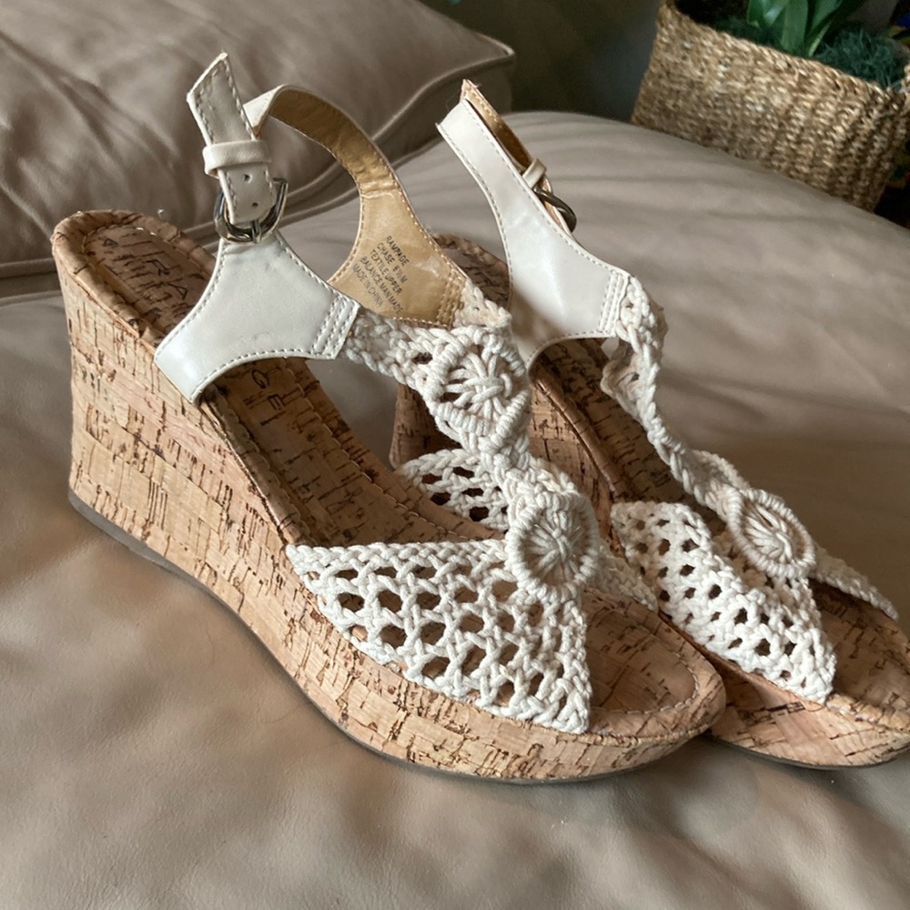 Crochet Wedge Sandals with Cork Heel